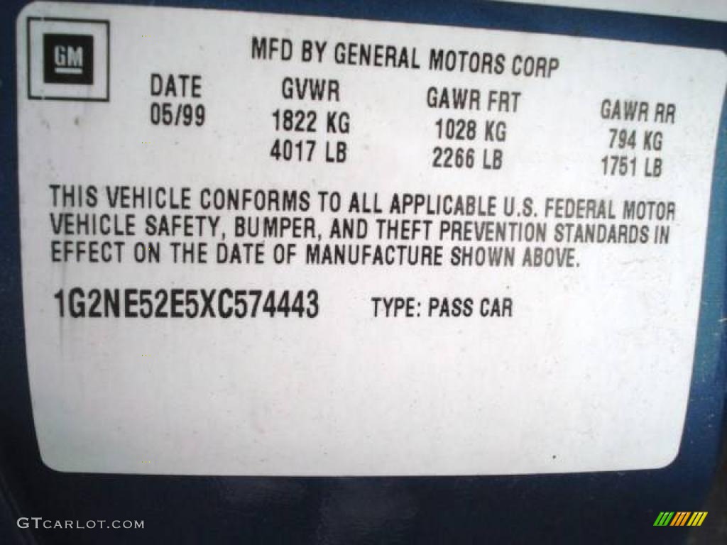 1999 Grand Am SE Sedan - Medium Gulf Blue Metallic / Dark Pewter photo #11