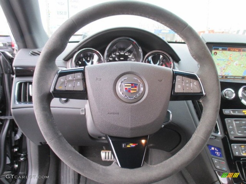 2014 Cadillac CTS -V Coupe Ebony/Ebony Steering Wheel Photo #100859183