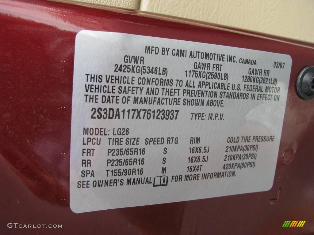 2007 XL7 AWD - Dark Cranberry Metallic / Beige photo #14