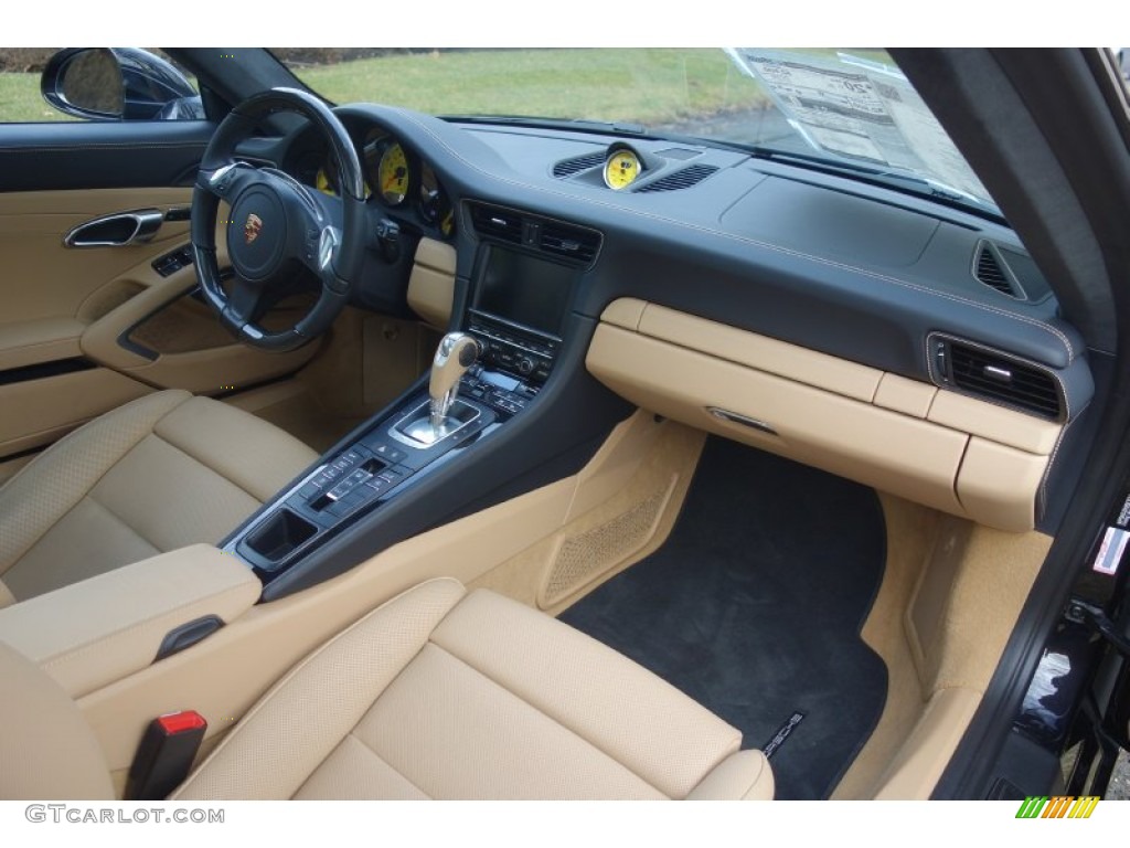Black/Luxor Beige Interior 2014 Porsche 911 Turbo S Coupe Photo #100897564