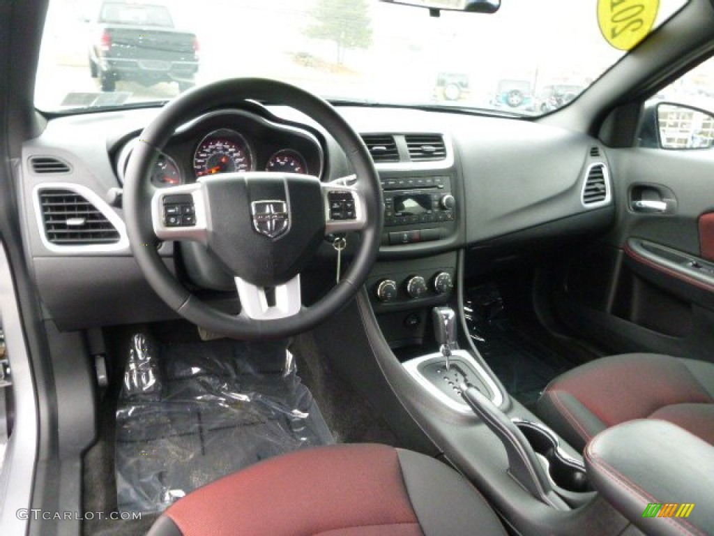 2013 Avenger SXT V6 - Billet Silver Metallic / Black/Red photo #16