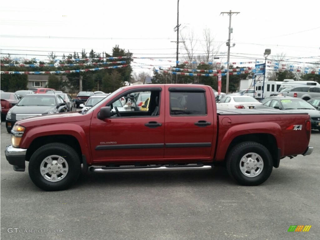 2005 Colorado LS Crew Cab 4x4 - Dark Cherry Red Metallic / Medium Dark Pewter photo #22