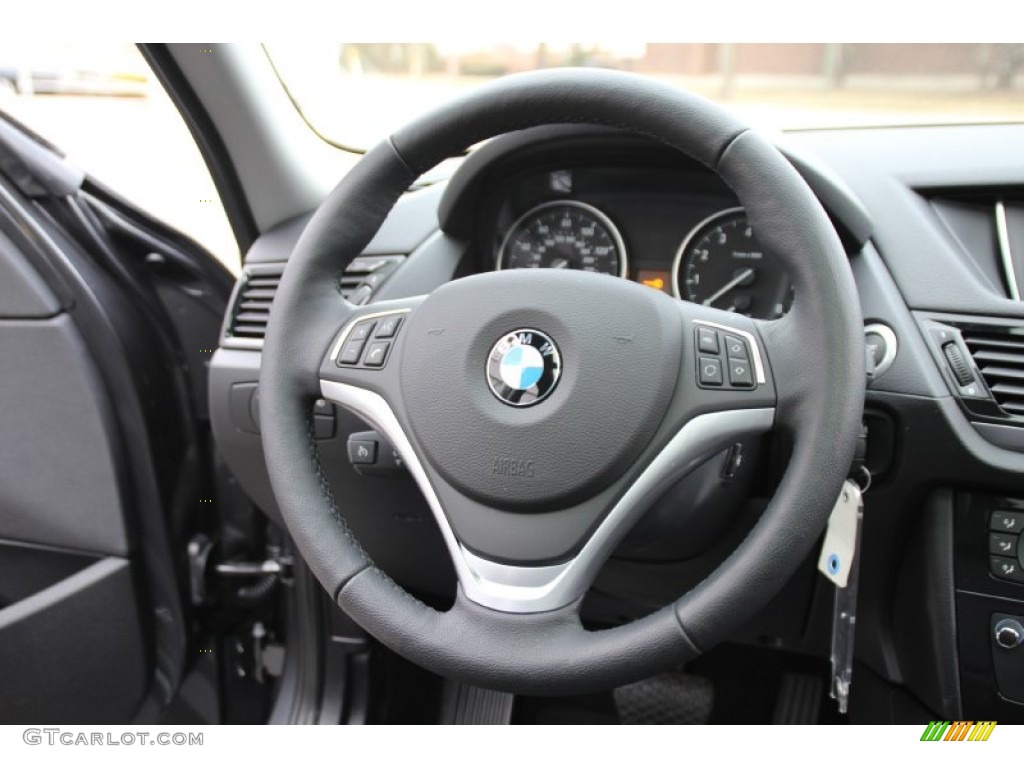 2015 BMW X1 xDrive35i Black Steering Wheel Photo #100911338