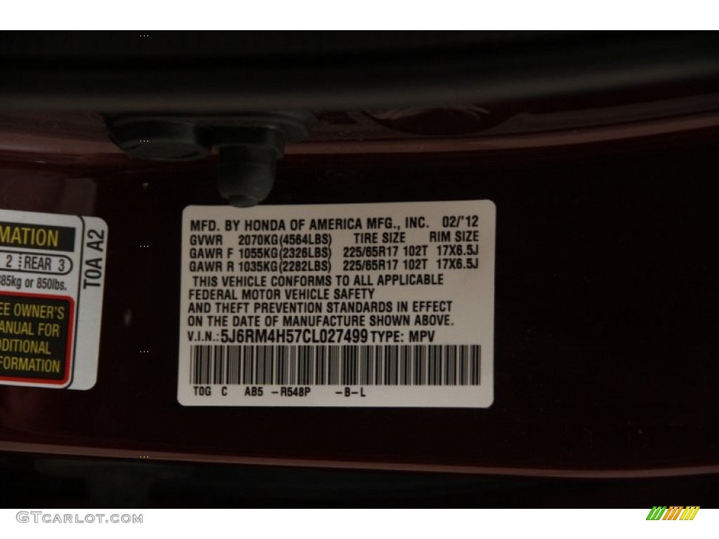 2012 CR-V EX 4WD - Basque Red Pearl II / Gray photo #21