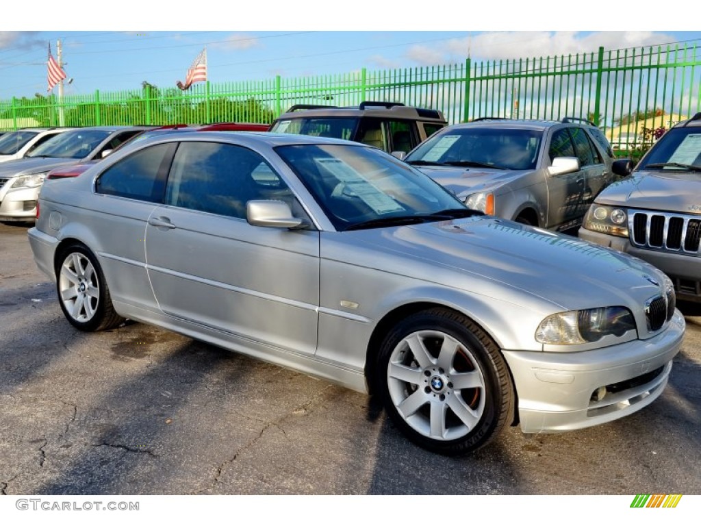 2001 3 Series 325i Coupe - Titanium Silver Metallic / Grey photo #4