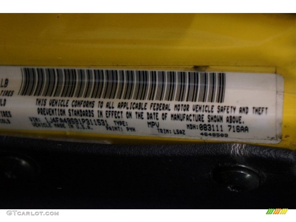 2001 Wrangler Color Code PYN for Solar Yellow Photo #100919357