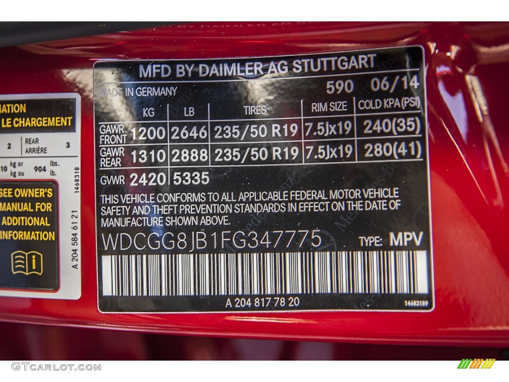 2015 Mercedes-Benz GLK 350 4Matic Color Code Photos