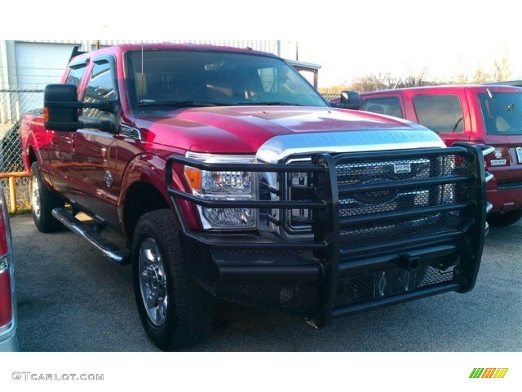 2014 F250 Super Duty Lariat Crew Cab 4x4 - Ruby Red Metallic / Black photo #1