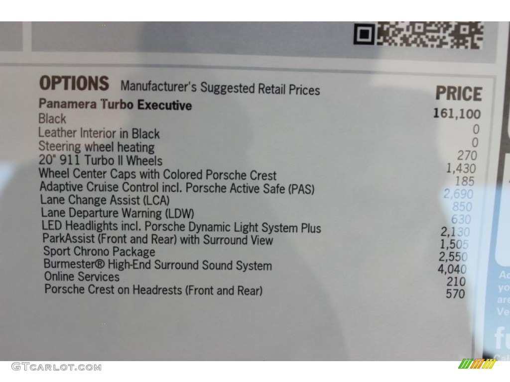 2014 Porsche Panamera Turbo Executive Window Sticker Photo #100933163