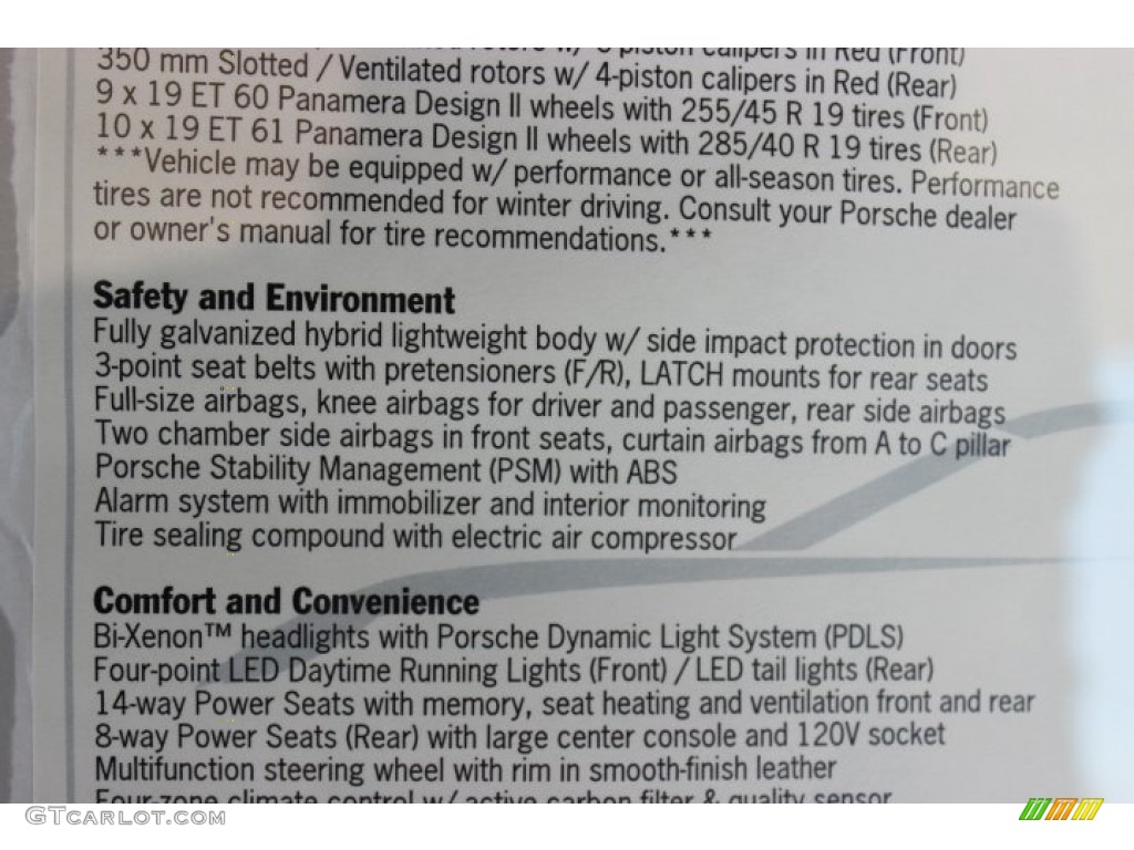 2014 Porsche Panamera Turbo Executive Window Sticker Photo #100933214