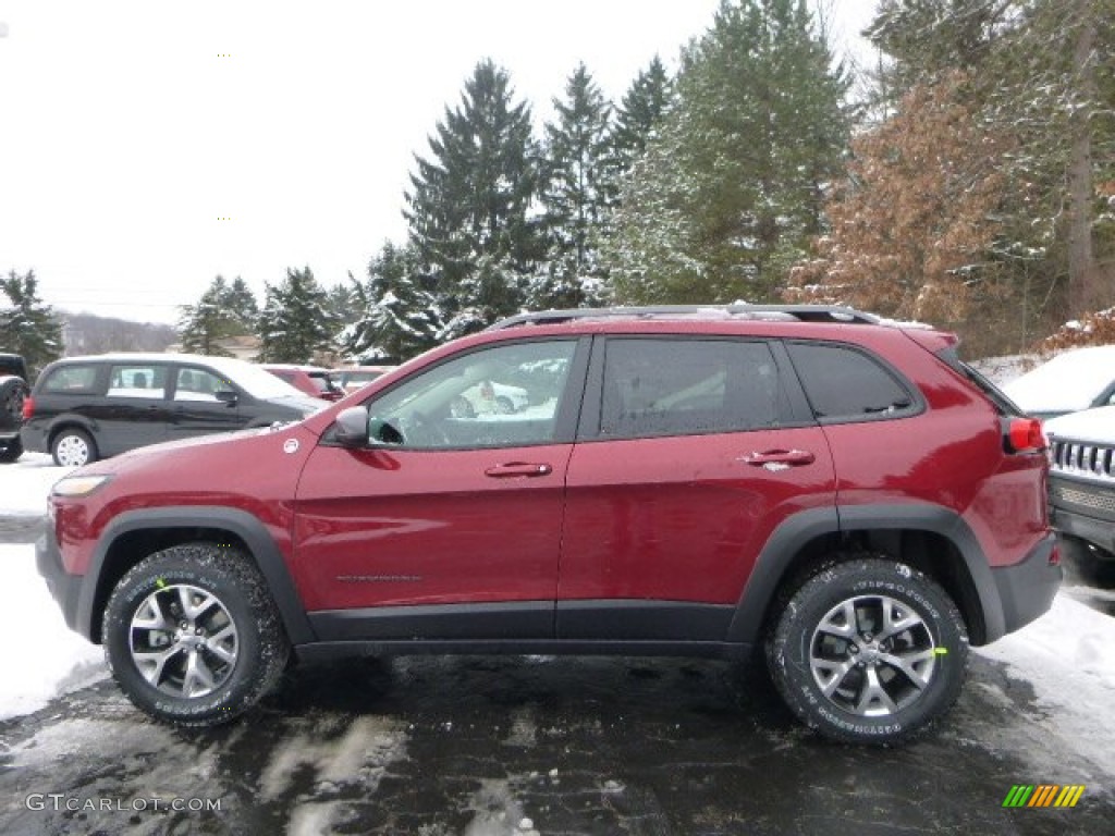 Deep Cherry Red Crystal Pearl 2015 Jeep Cherokee Trailhawk 4x4 Exterior Photo #100942688