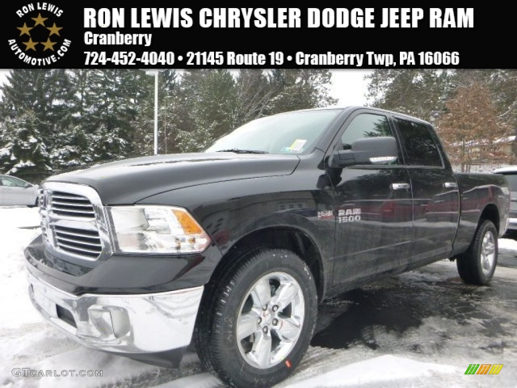 2015 1500 Big Horn Crew Cab 4x4 - Black / Black/Diesel Gray photo #1