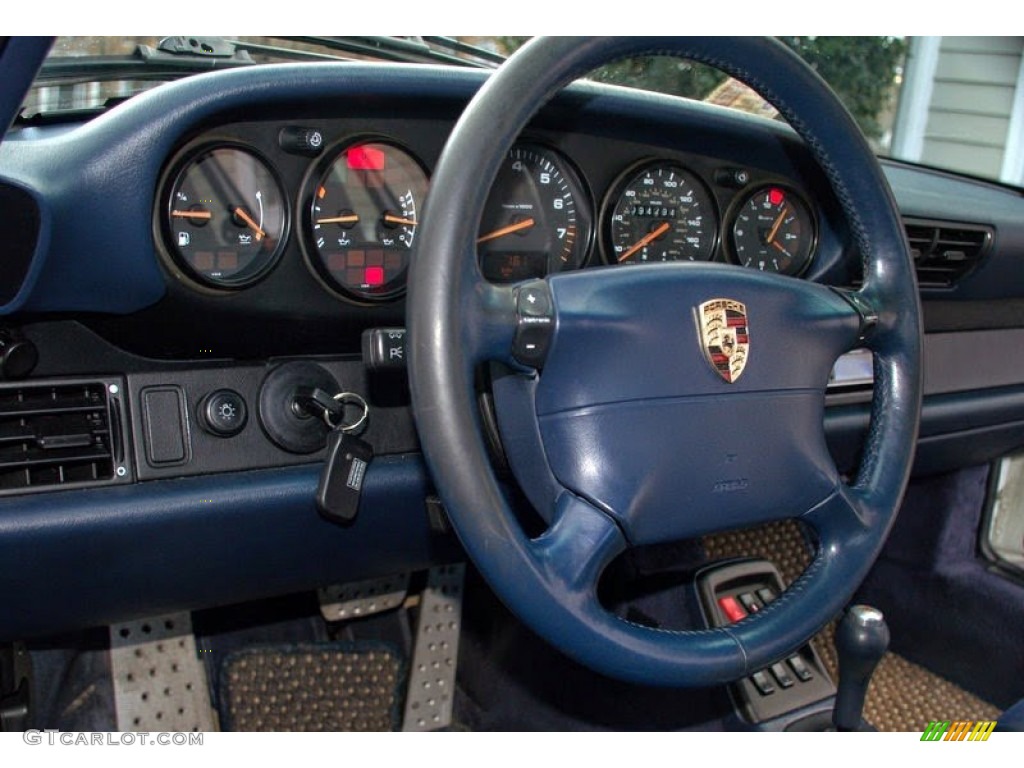 1995 Porsche 911 Carrera Coupe Midnight Blue Steering Wheel Photo #100957468