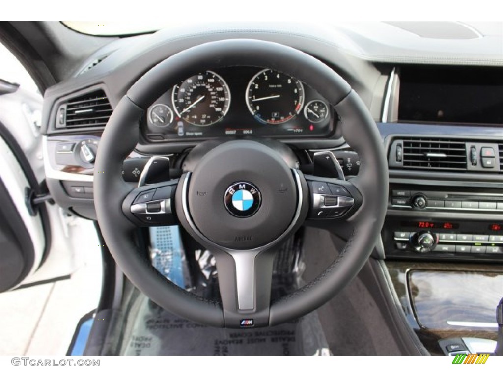 2015 BMW 5 Series 550i Sedan Black Steering Wheel Photo #100960090