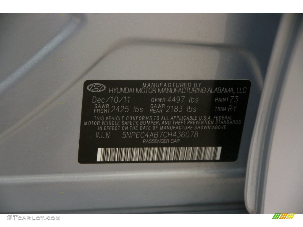 2012 Sonata SE 2.0T - Iridescent Silver Blue Pearl / Black photo #16