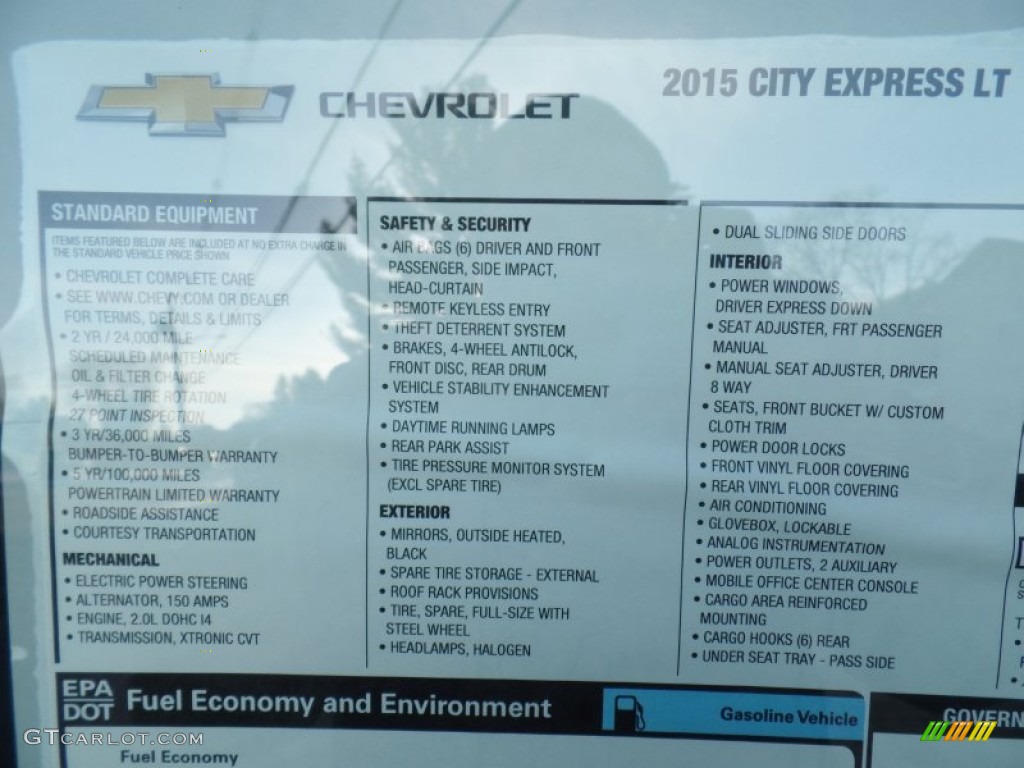 2015 Chevrolet City Express LT Window Sticker Photo #100964936