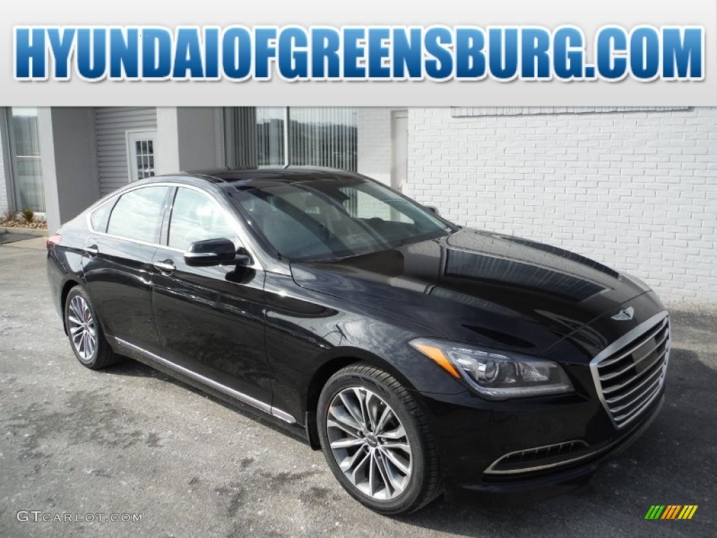 2015 Genesis 3.8 Sedan - Caspian Black / Ivory photo #1