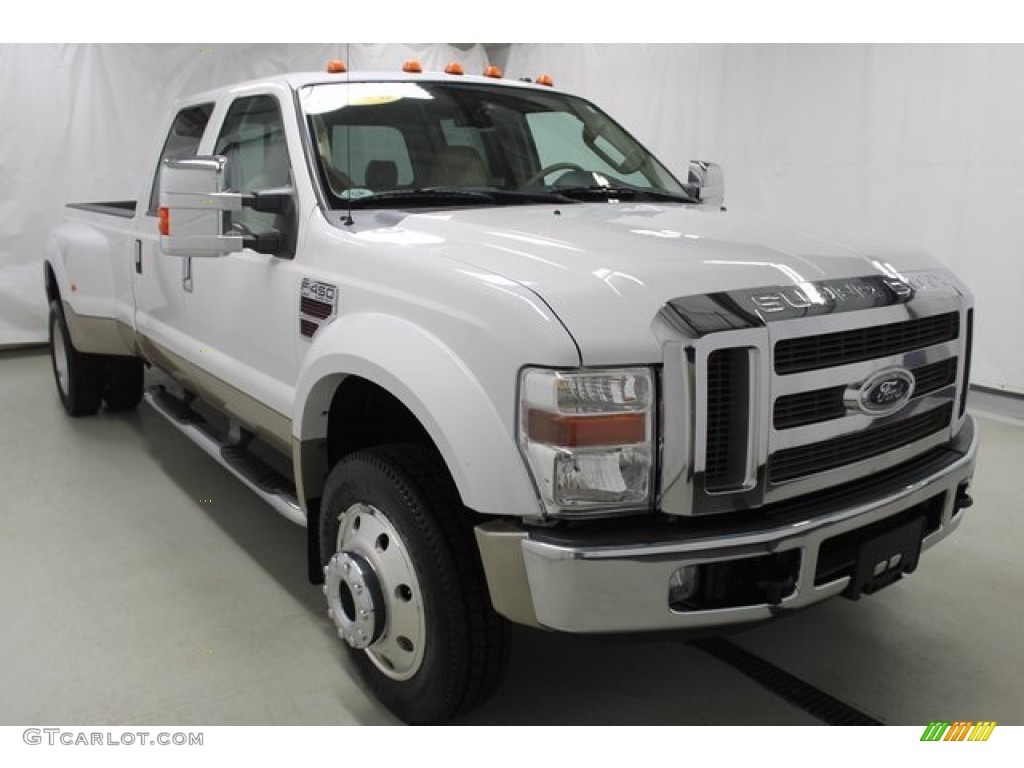 2008 F450 Super Duty Lariat Crew Cab 4x4 Dually - Oxford White / Tan photo #1