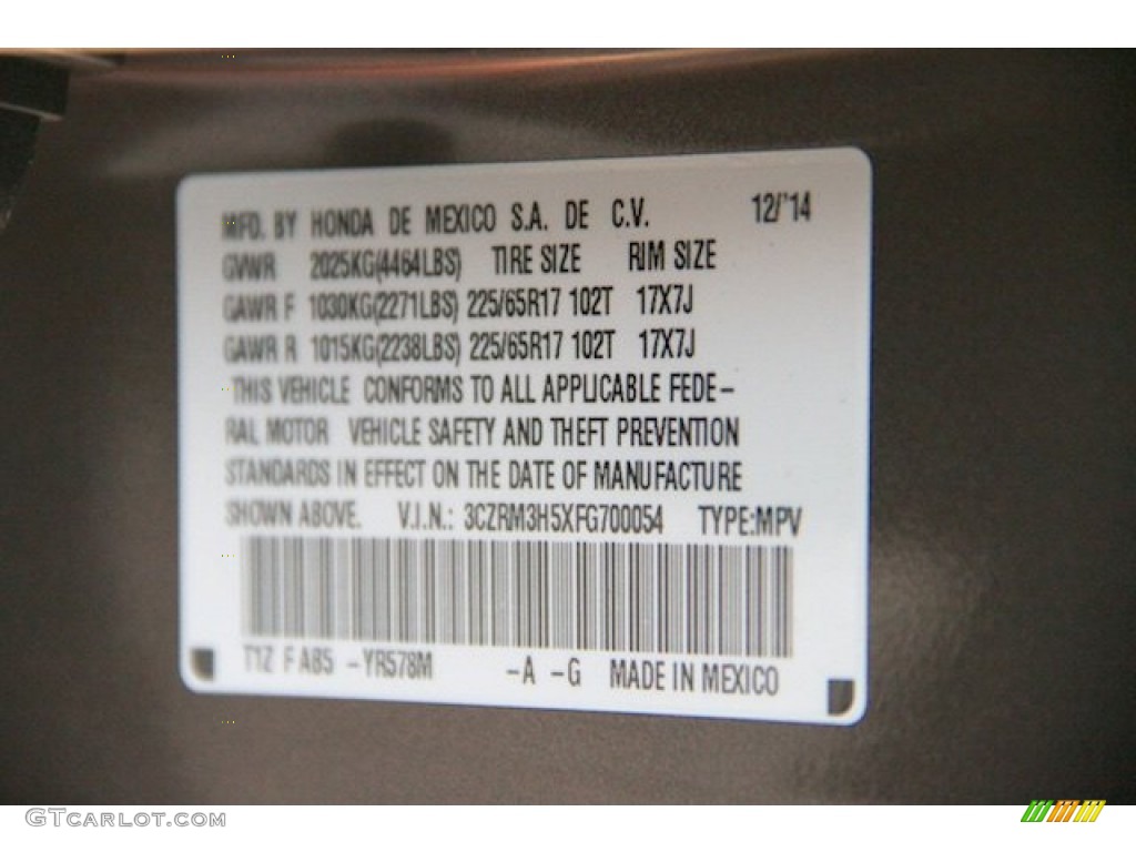 2015 CR-V EX - Urban Titanium Metallic / Black photo #20