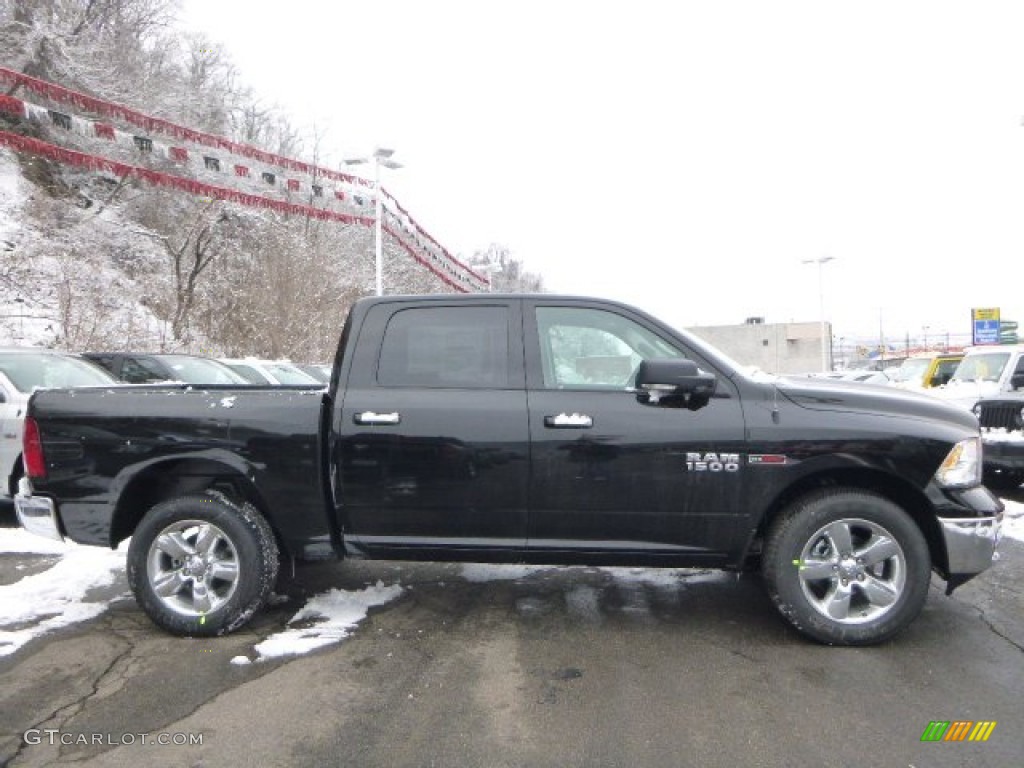 2015 1500 Big Horn Crew Cab 4x4 - Black / Black/Diesel Gray photo #6