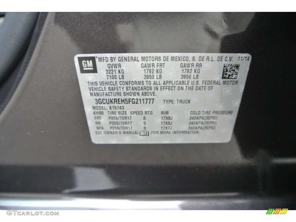 2015 Silverado 1500 LT Crew Cab 4x4 - Tungsten Metallic / Jet Black photo #7
