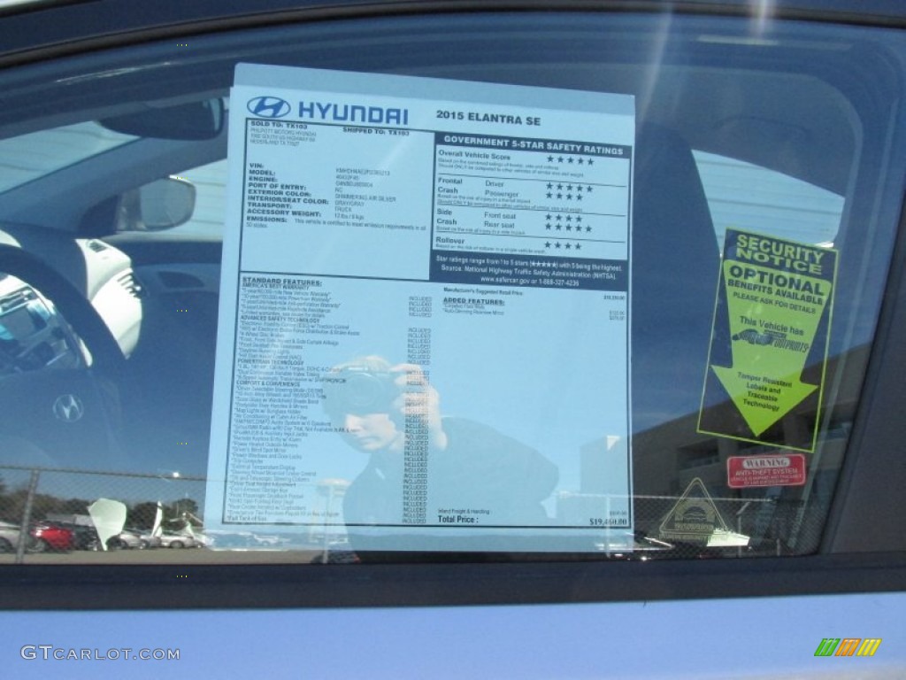 2015 Elantra SE Sedan - Shimmering Air Silver / Gray photo #33