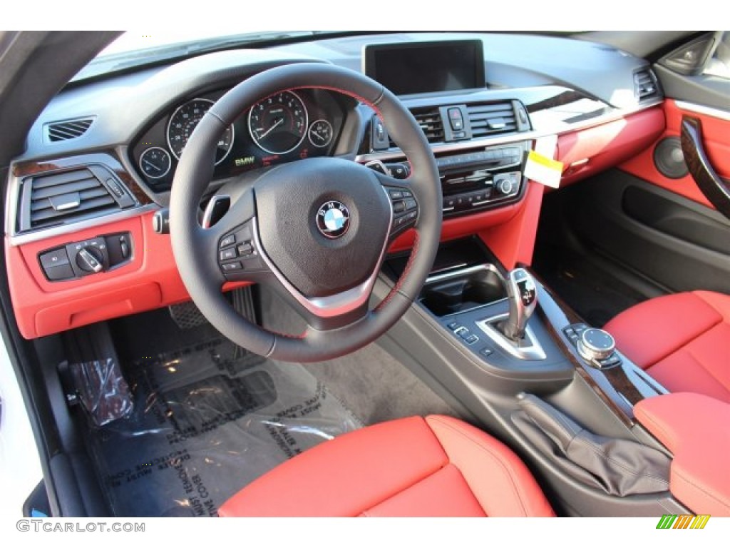 2015 4 Series 428i Gran Coupe - Alpine White / Coral Red/Black Highlight photo #7