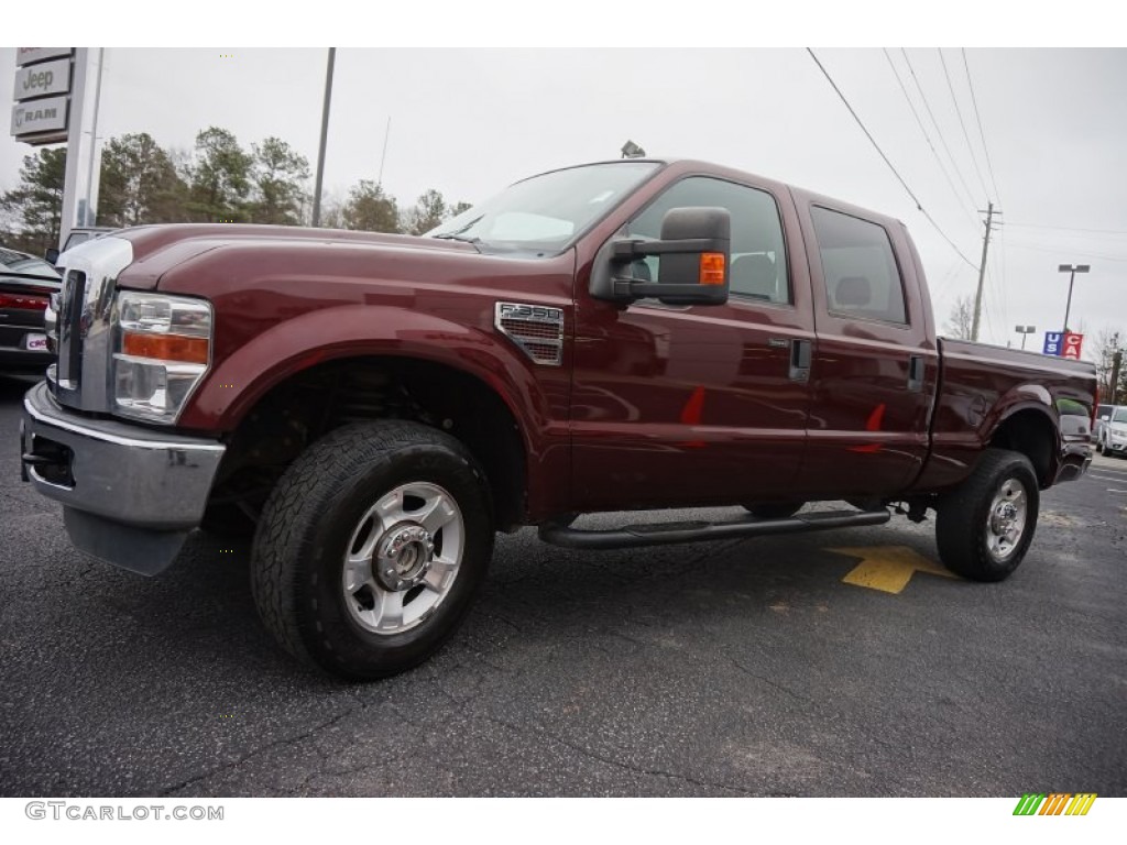 2010 F350 Super Duty XLT Crew Cab 4x4 - Vermillion Red / Medium Stone photo #3