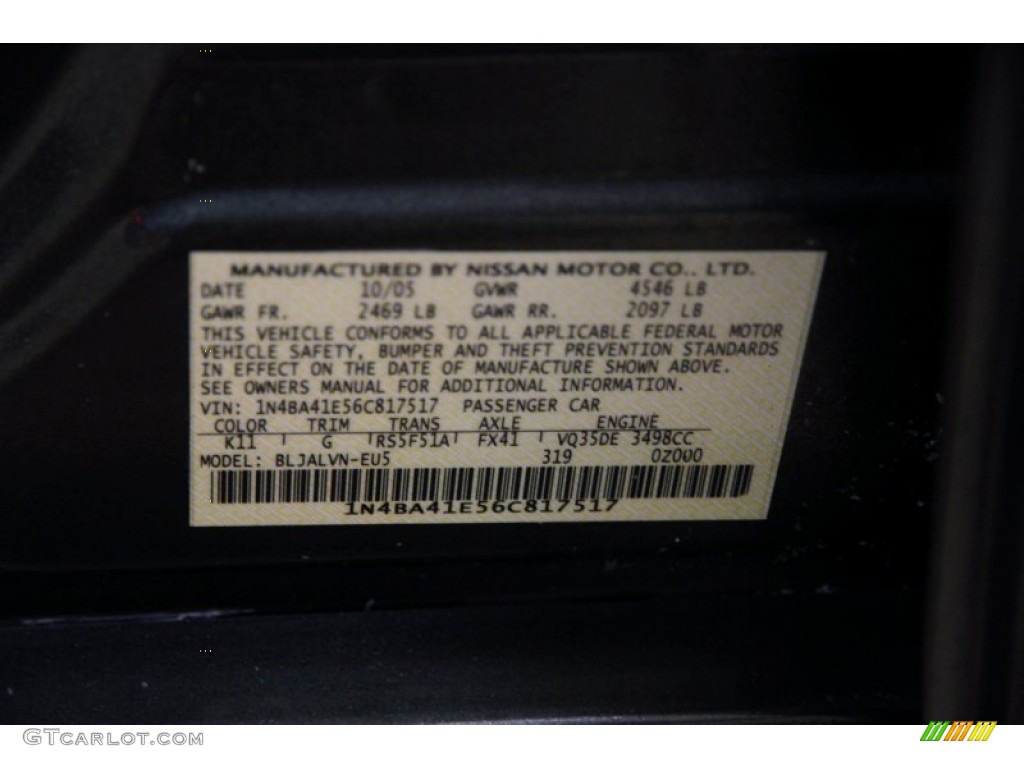 2006 Maxima 3.5 SE - Smoke Metallic / Black photo #18
