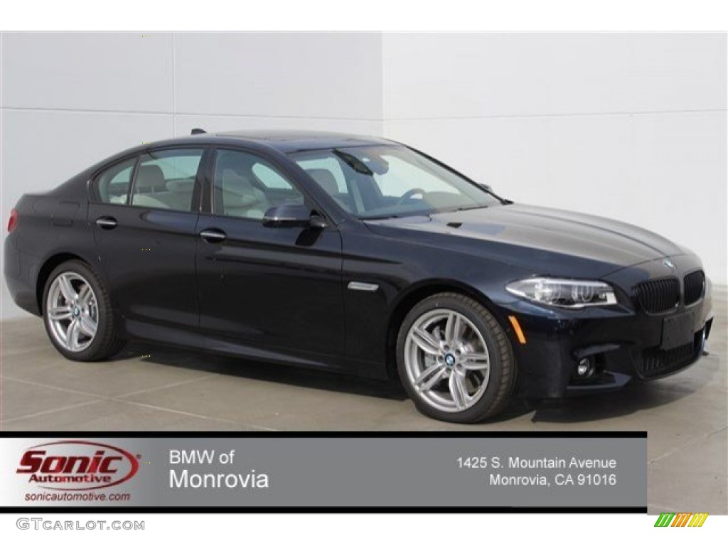 2015 5 Series 550i Sedan - Carbon Black Metallic / Ivory White/Black photo #1