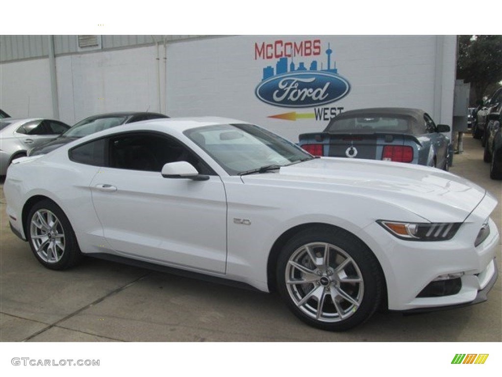 2015 Mustang GT Premium Coupe - Oxford White / 50 Years Raven Black photo #1
