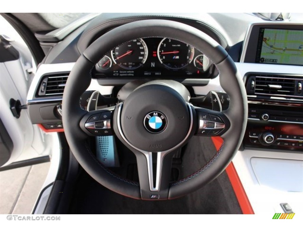 2015 BMW M6 Gran Coupe Sakhir Orange/Black Steering Wheel Photo #101068317