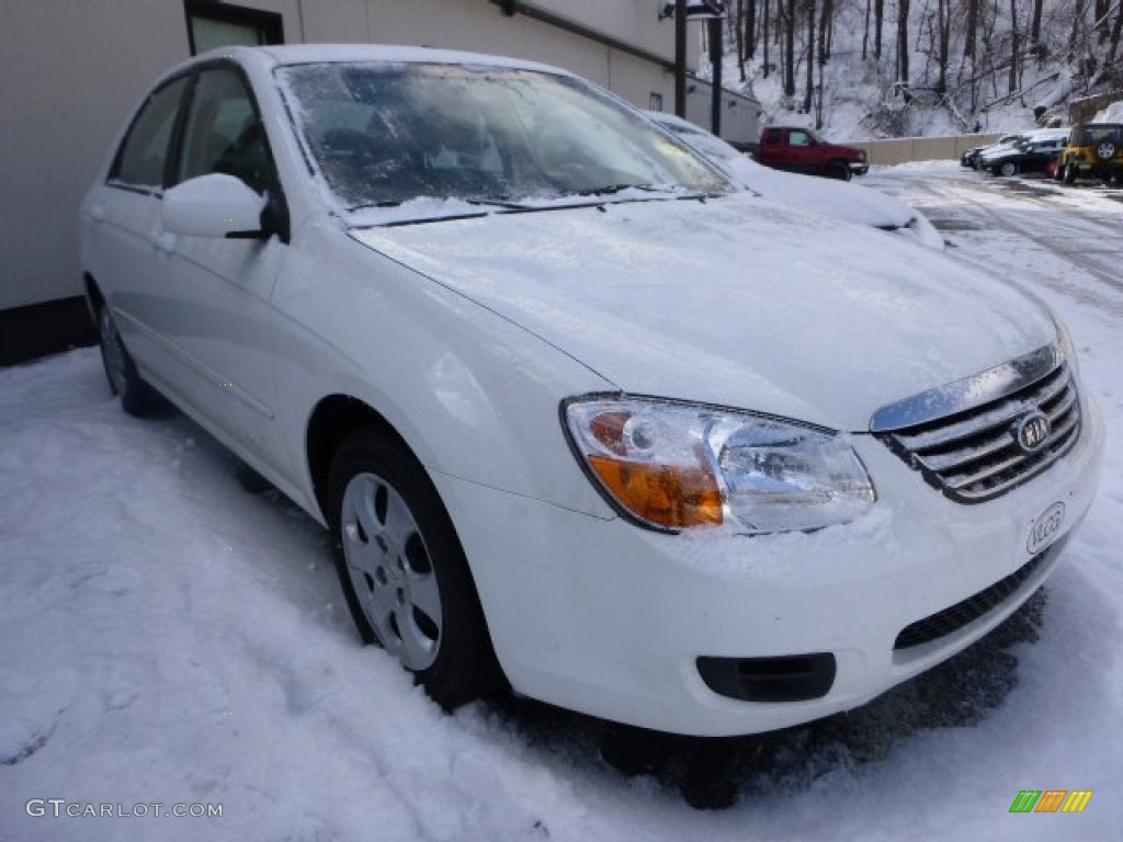 2008 Spectra EX Sedan - White / Beige photo #1