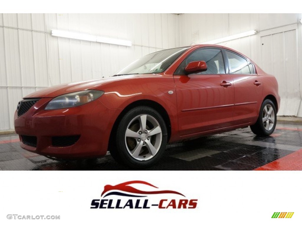 2004 MAZDA3 i Sedan - Velocity Red / Beige photo #1