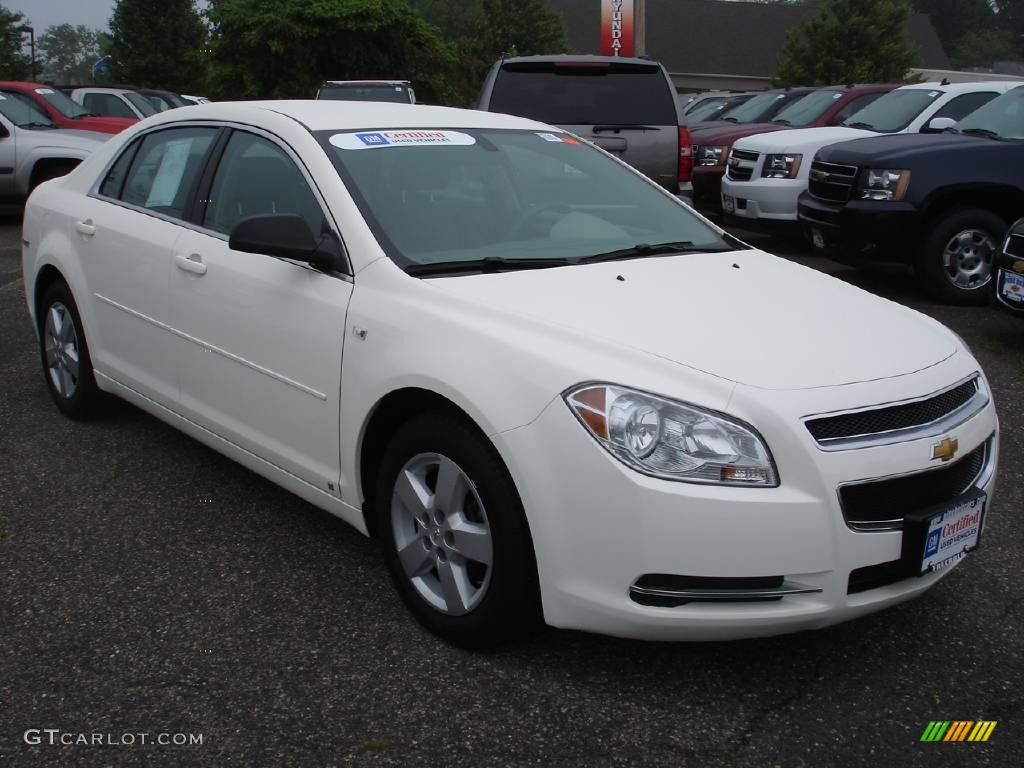 2008 Malibu LS Sedan - White / Titanium Gray photo #2