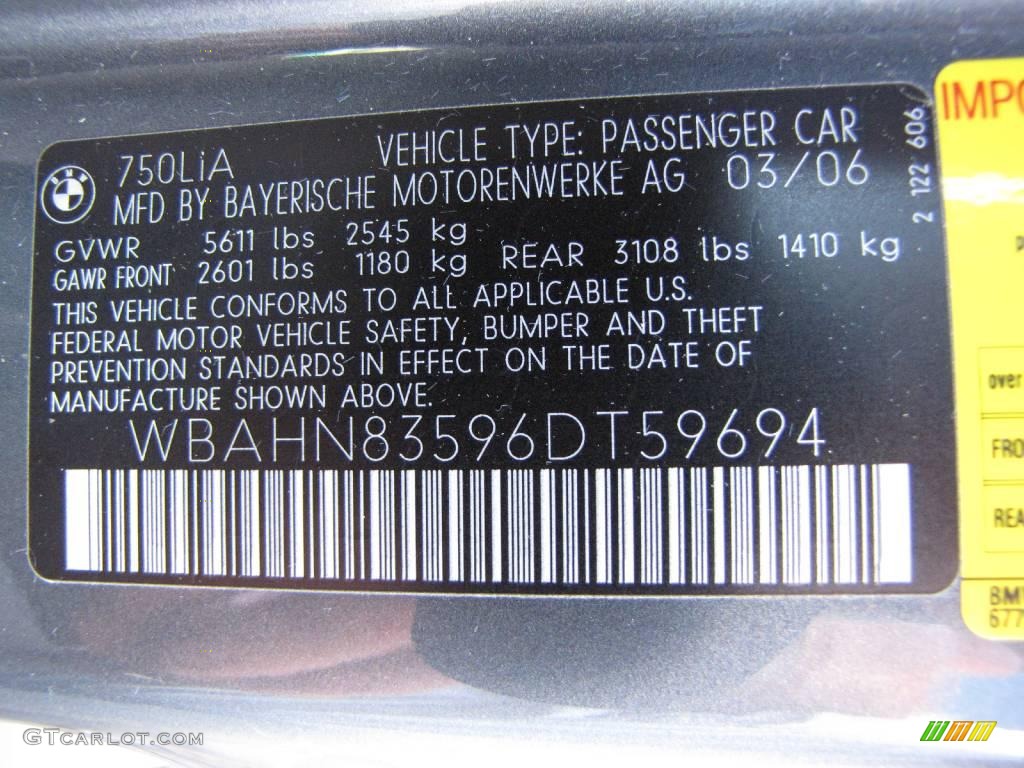 2006 7 Series 750Li Sedan - Titanium Grey Metallic / Basalt Grey/Flannel Grey photo #33