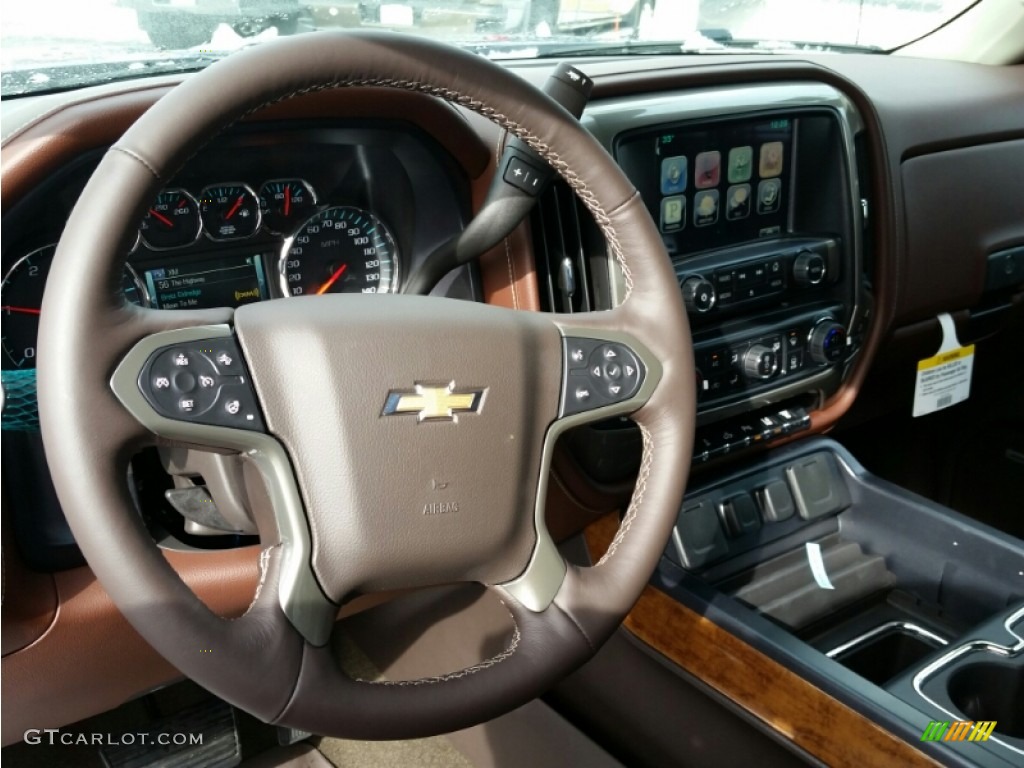 2015 Chevrolet Silverado 3500HD High Country Crew Cab Dual Rear Wheel High Country Saddle Steering Wheel Photo #101094426