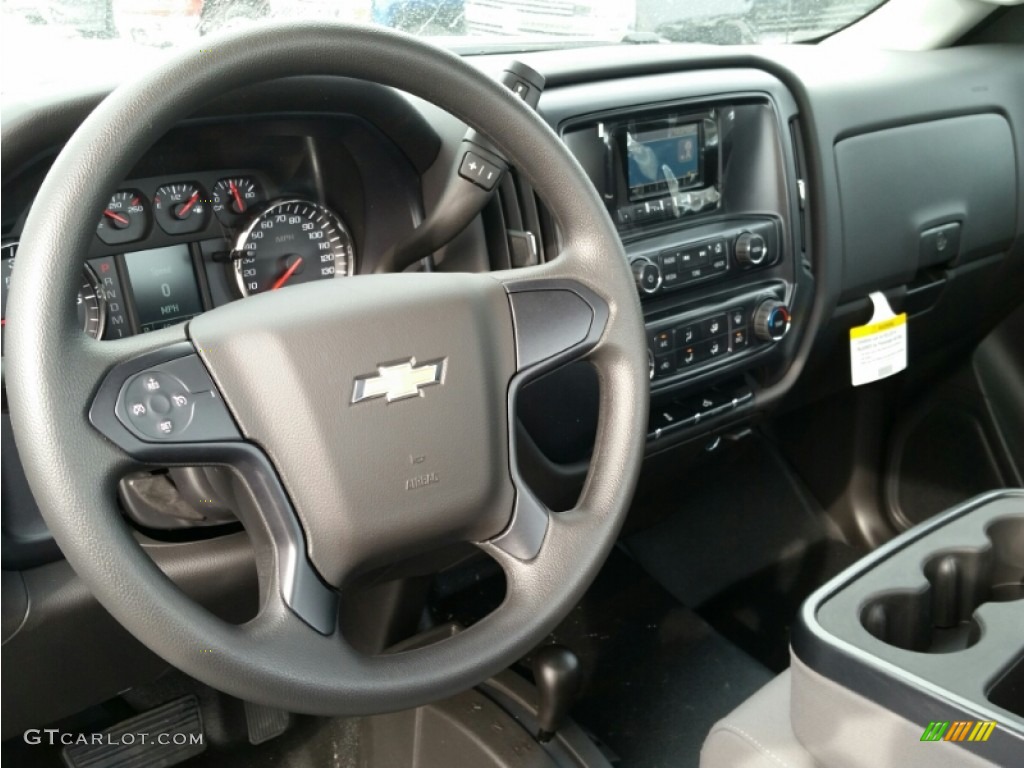 2015 Chevrolet Silverado 3500HD WT Regular Cab 4x4 Jet Black/Dark Ash Steering Wheel Photo #101094726