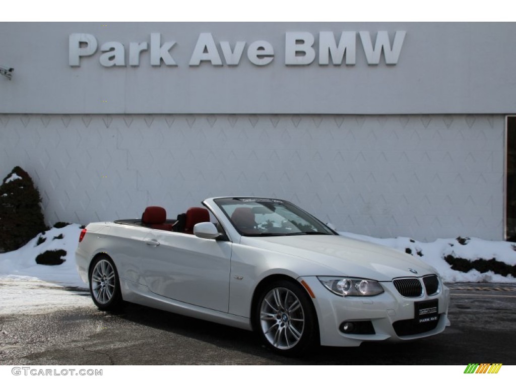 2012 3 Series 335i Convertible - Mineral White Metallic / Coral Red/Black photo #2