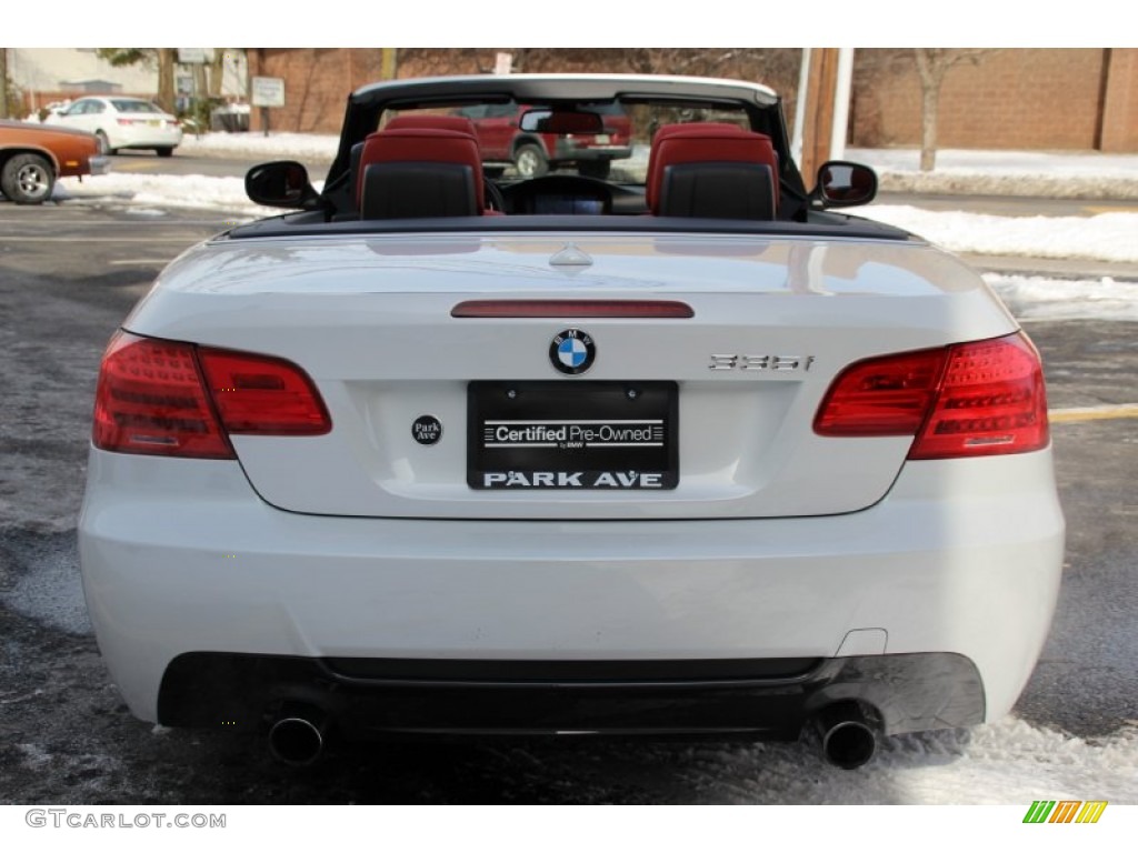 2012 3 Series 335i Convertible - Mineral White Metallic / Coral Red/Black photo #5