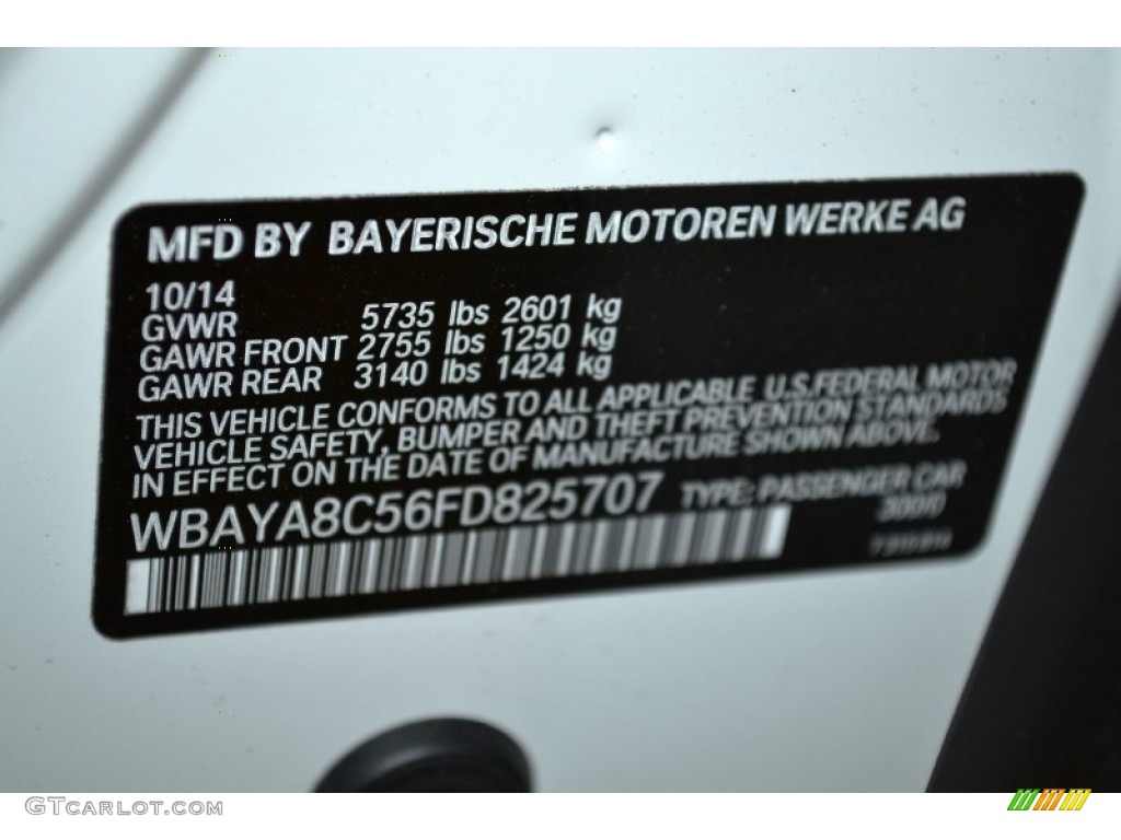 2015 7 Series Color Code 300 for Alpine White Photo #101102676