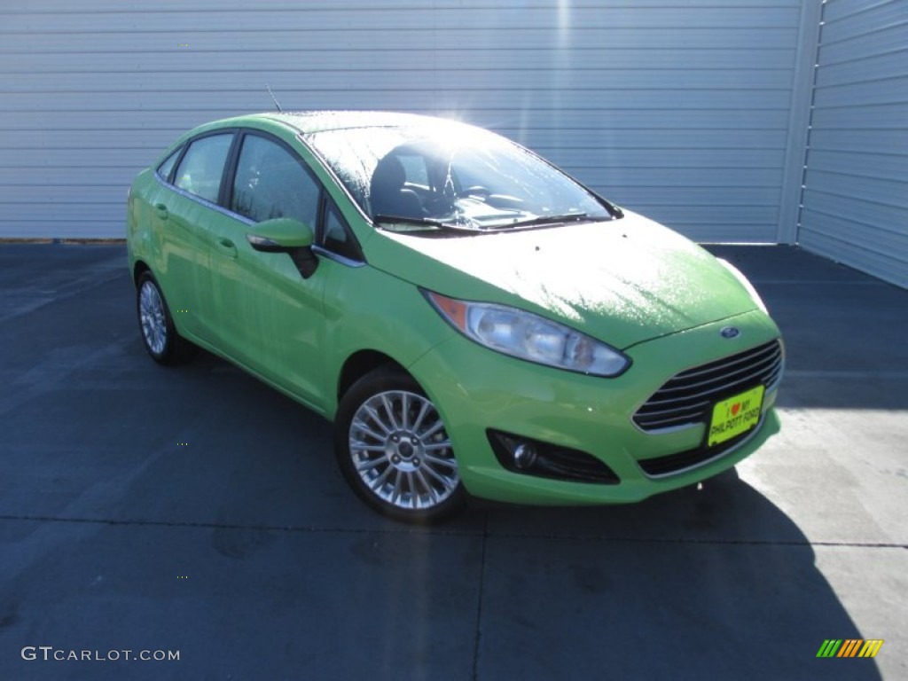 2014 Fiesta Titanium Sedan - Green Envy / Charcoal Black photo #1