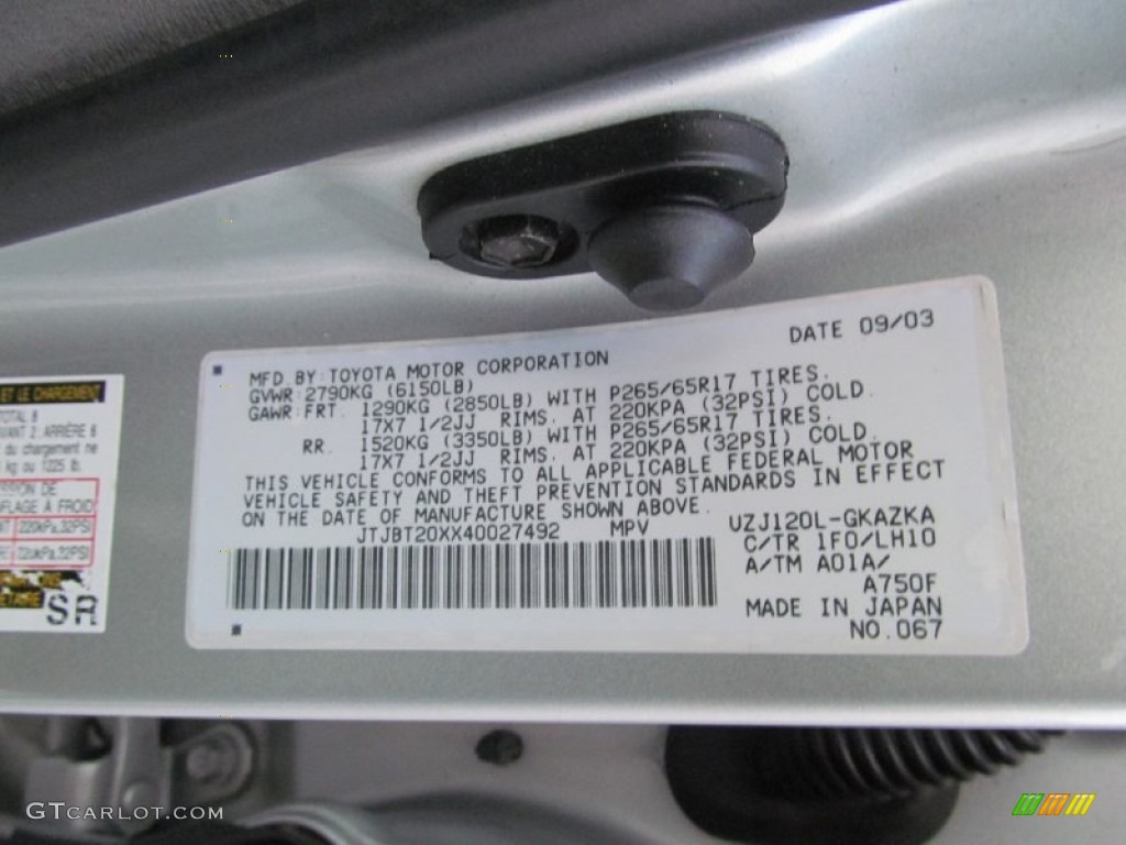 2004 GX 470 - Silver Pine Metallic / Dark Gray photo #61