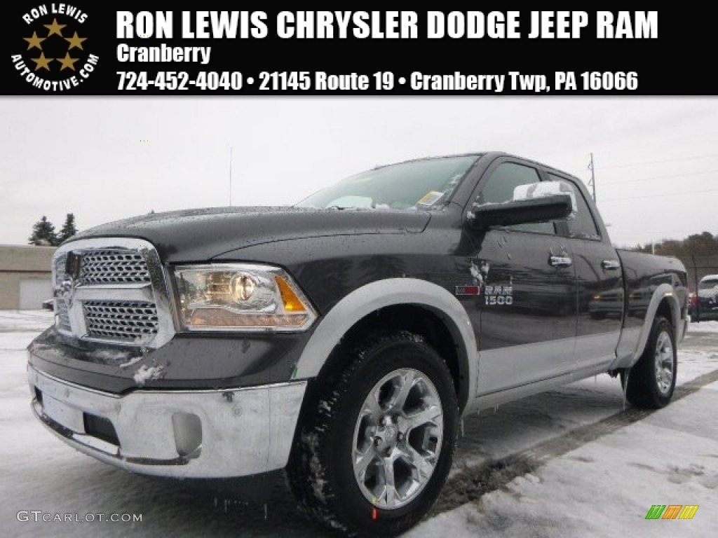 2015 1500 Laramie Quad Cab 4x4 - Granite Crystal Metallic / Black photo #1