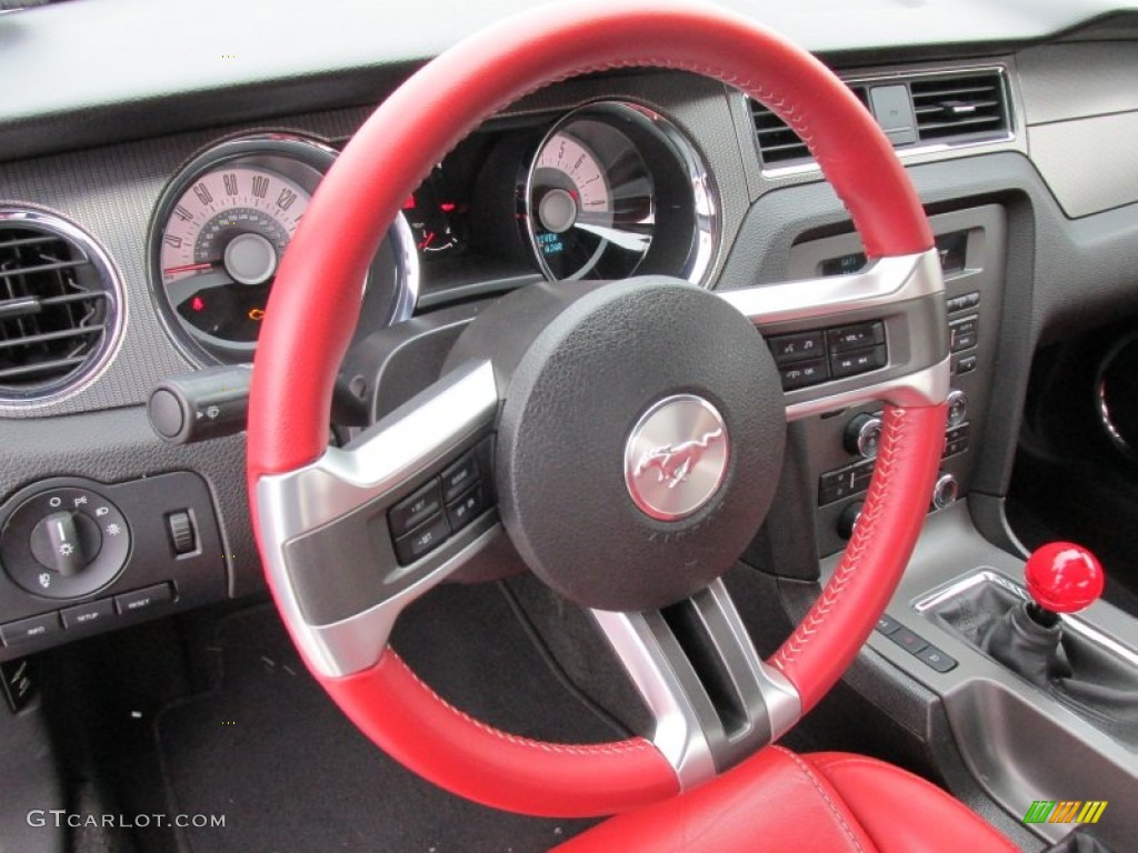 2012 Ford Mustang GT Coupe Brick Red/Cashmere Steering Wheel Photo #101149768