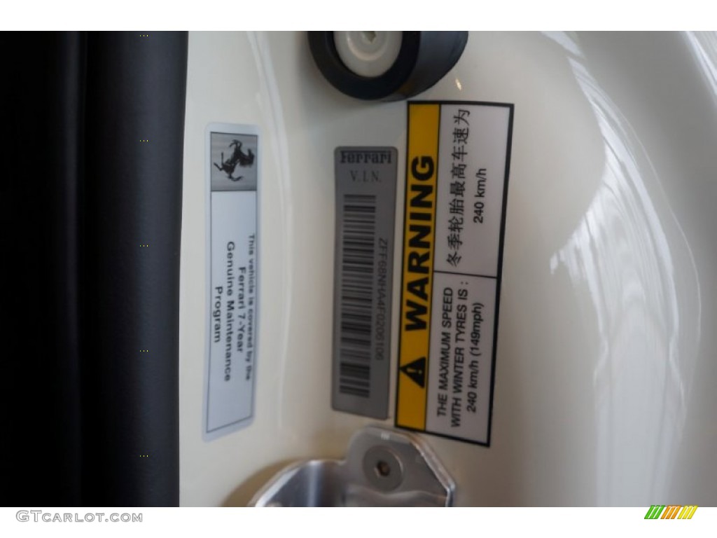 2015 Ferrari 458 Spider Info Tag Photo #101149963