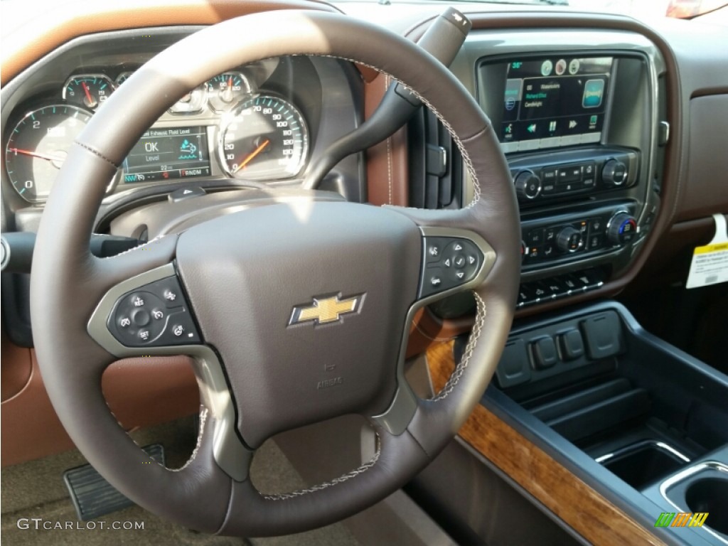 2015 Chevrolet Silverado 2500HD High Country Crew Cab 4x4 High Country Saddle Steering Wheel Photo #101162467