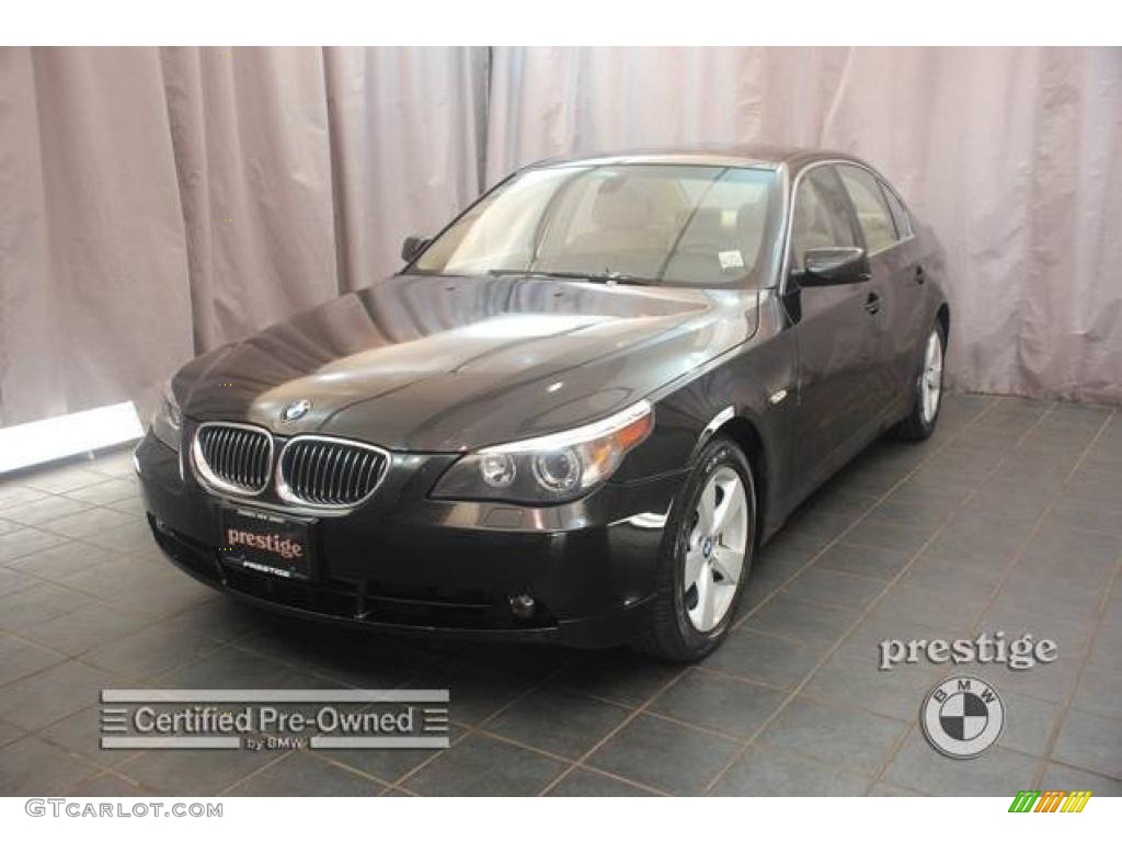 2007 5 Series 530xi Sedan - Jet Black / Beige photo #1