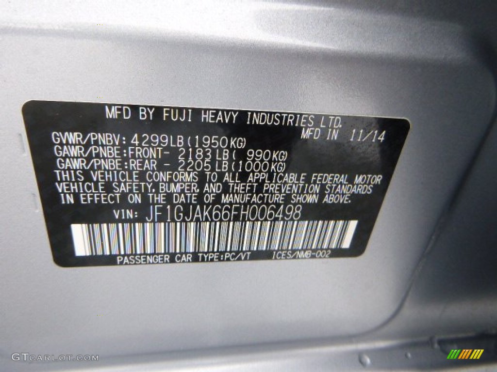 2015 Subaru Impreza 2.0i Premium 4 Door Info Tag Photos