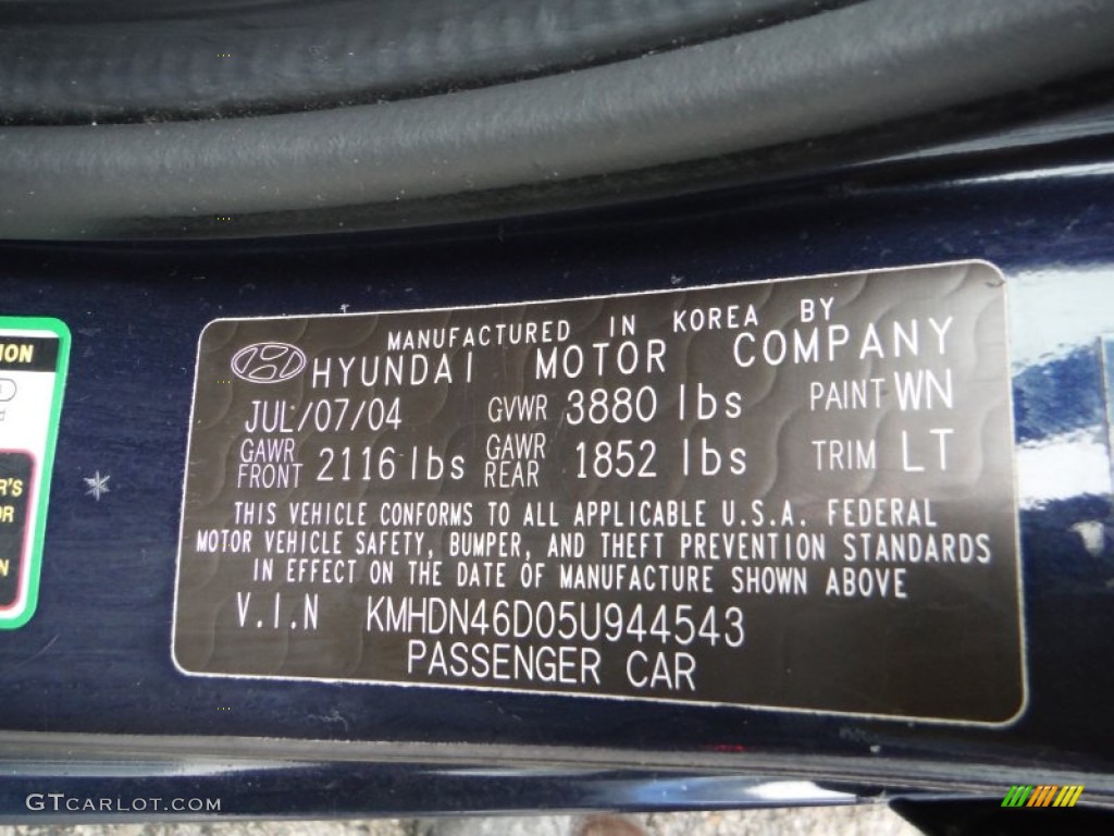 2005 Elantra GLS Sedan - Moonlit Blue / Gray photo #19